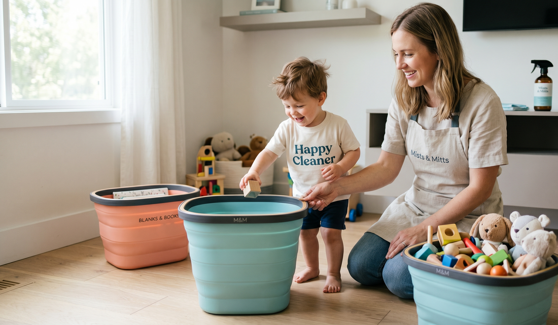 Decluttering with Kids: Teaching Toddlers to Clean Up Using Pop-Up Baskets