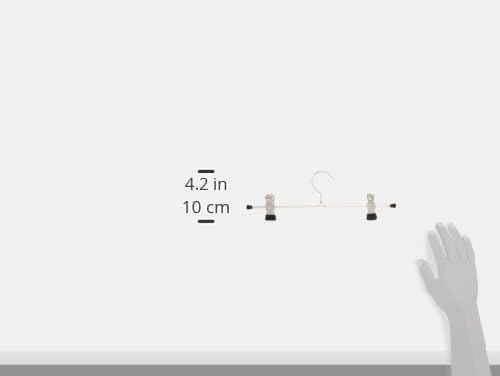 Mawa by Reston Lloyd Non-Slip Space-Saving Clothes Hanger for Pants & Skirts with Two Clips, Style K/40D, Set of 2, 15-3/4", Black