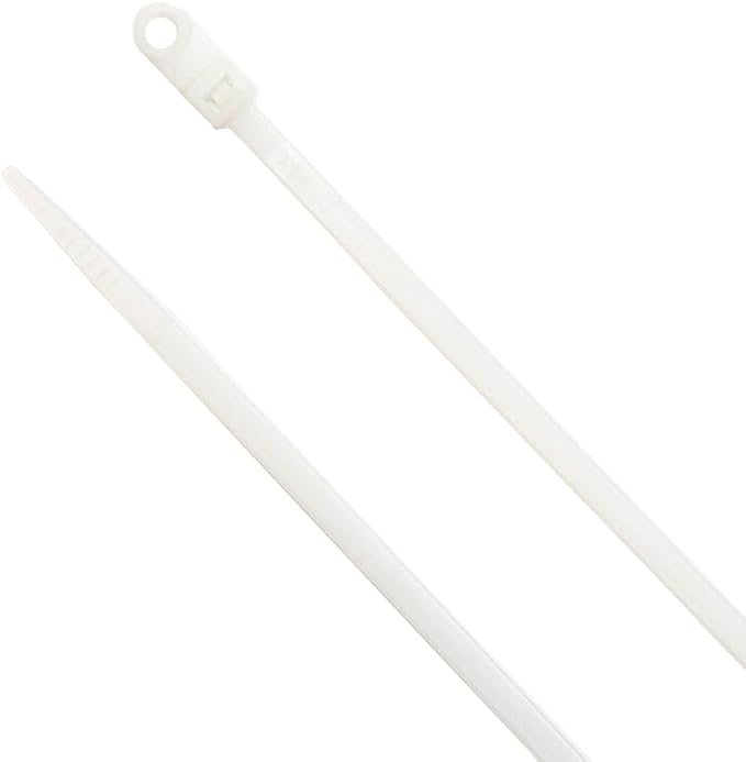 ZipTie.com 8-Inch Natural Zip Ties With Screw Hole - 50-lb Tensile Strength Cord Management & Secure Mounting - UL 21 Listed Tie Wraps - Indoor & Outdoor Multi-Purpose (100-Pack)