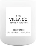 Ocean Stone | Scented Candle for Women & Men | Hand-Poured, Aromatic & Fragrant | 60 Hour Burn Time 12.7 OZ | Soy Based | Phthalate Free | Made in USA | Sea Salt Rosewood Santal