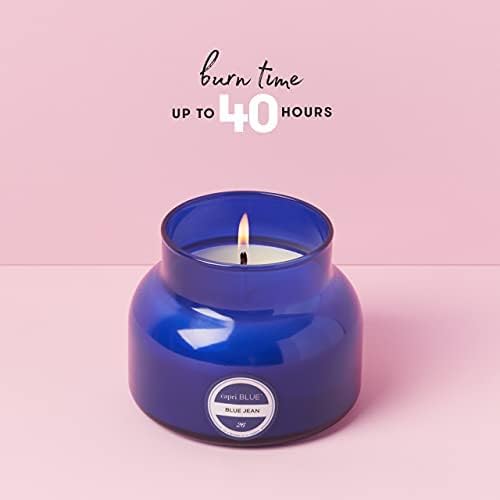 Capri Blue Scented Candles - Soy Candle Wax Blend - Jar Candles - Blue Candle Gifts for Women & Men - Luxury Candles for Home Scented with Citrus, White Musk & Patchouli - Blue Jean (8 oz)