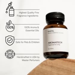AromaTech Santal Aroma Essential Oil Blend: Luxury Hotel Inspired Aromatherapy with Amber, Vanilla, Cedar & Sandalwood for Ultrasonic Diffusers (0.33 Fl Oz (Pack of 1))
