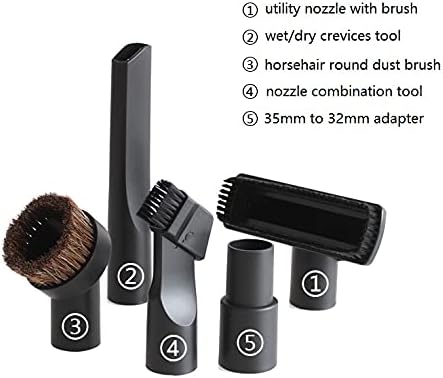 Buysk 32mm Vacuum Attachments Accessories, Vacuum Cleaning Set Brush Nozzle Crevice Tool with 35mm to 32mm Hose Adapter 5pcs