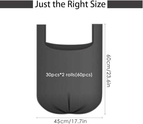 2-4 Gallon Portable Trash Bags, Thicken Vest type Small Garbage Bags for Office, Kitchen, Bedroom and more, 60 Counts Black