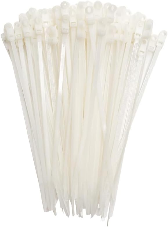 ZipTie.com 8-Inch Natural Zip Ties With Screw Hole - 50-lb Tensile Strength Cord Management & Secure Mounting - UL 21 Listed Tie Wraps - Indoor & Outdoor Multi-Purpose (100-Pack)