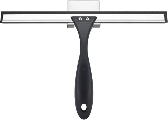 AmazerBath Squeegee for Shower Glass Door, Shower Squeegee for Glass Doors - All-Purpose Squeegee with Hook for Shower Doors, Windows, Mirrors, Tiles and Car Glass, 10 Inches