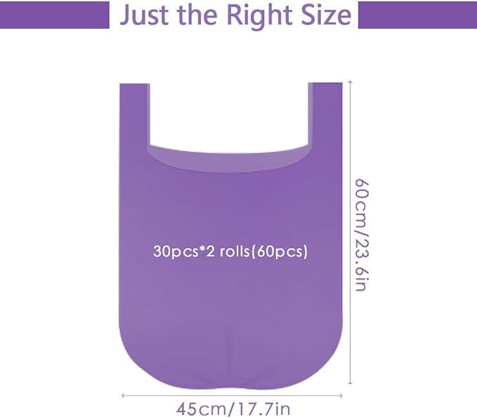 2-4 Gallon Portable Trash Bags, Thicken Vest type Small Garbage Bags for Office, Kitchen, Bedroom and more, 60 Counts Purple