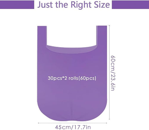 2-4 Gallon Portable Trash Bags, Thicken Vest type Small Garbage Bags for Office, Kitchen, Bedroom and more, 60 Counts Purple
