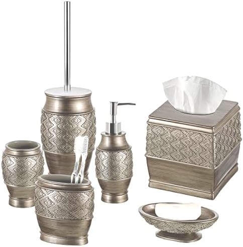 Creative Scents Toilet Brush Set - Toilet Bowl Cleaner Brush and Holder - Decorative Bathroom Cleaner Brush - Space Saving Design Toilet Bowl Scrubber - Brushed Silver Color, Dublin Style