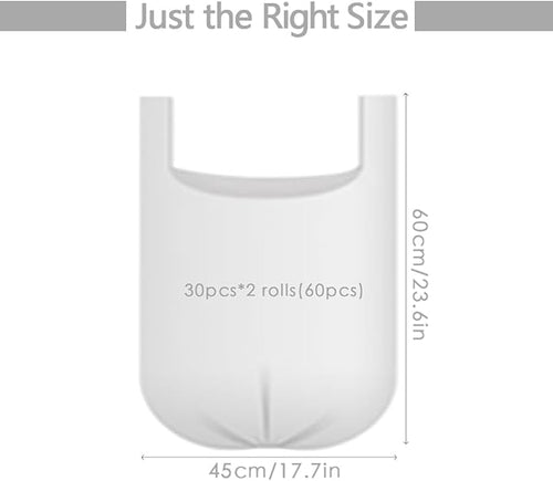 2-4 Gallon Portable Trash Bags, Thicken Vest type Small Garbage Bags for Office, Kitchen, Bedroom and more, 60 Counts White