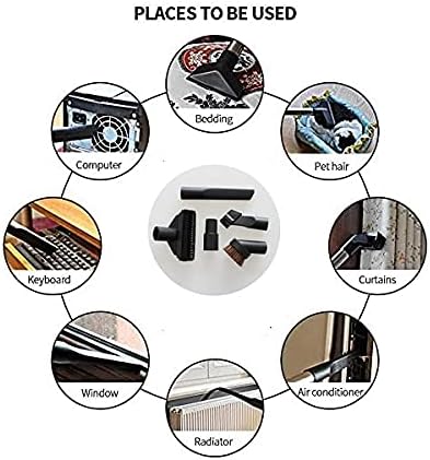 Buysk 32mm Vacuum Attachments Accessories, Vacuum Cleaning Set Brush Nozzle Crevice Tool with 35mm to 32mm Hose Adapter 5pcs