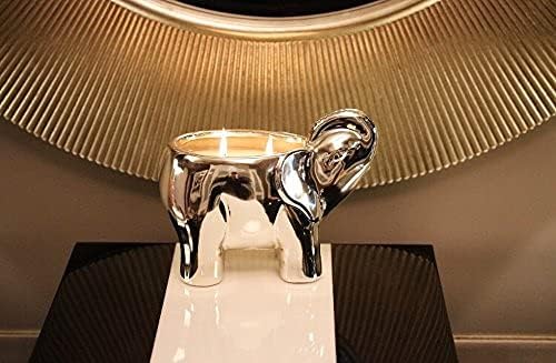 Luxury Elephant Scented Candle – Large 28oz Jar with Soy Wax Blend & 2 Cotton Wicks – Long Burn Time 180-240 Hours – Fall Candles, Fall Scented Candles, Soy Candles for Home & Holiday Décor (Silver)