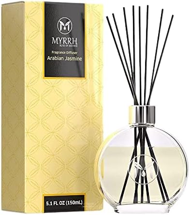 Arabian Jasmine Scented Reed Diffuser Set with 8 Rattan Diffuser Sticks, 150 ml, All Natural Air Freshener, Long-Lasting Diffusers at Home - MyrrhUSA