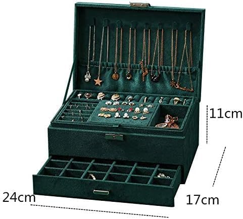 Jewelry Organizer Box for Women Girls, Jewelry Box 3-Tier Jewelry Display Case and Organizer,Lockable Jewelry Display Case Anti Tarnish,Varying Compartments for Necklaces, Bracelets, Rings