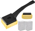 Grill Brush Bristle-Free – Steam Cleaning & Pumice BBQ Grill Cleaner with Replaceable Head – Includes 2 Cleaning Stones + 1 Extra Brush Head – Heavy-Duty Barbecue Scraper