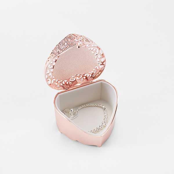 THINGS REMEMBERED Rose Gold Heart Cut Out Jewelry Box (Free Customization)