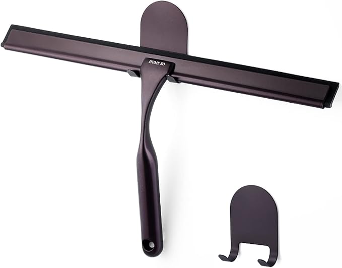 HOME SO 12” Shower Squeegee in Bronze Finish; Effective Rubber Blade Squeegee for Windows, Glass Shower Doors, Car Windshield, Mirrors, Tile Walls, Kitchen Surfaces and More
