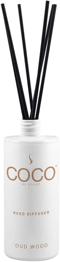 COCO by Stone 5oz Reed Diffuser (Oud Wood) – Luxury Scented Oil Diffuser for Home Aromatherapy, Long-Lasting Vegan Fragrance, Elegant Home Décor and Air Freshener