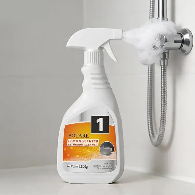 Botare Lemon Bathroom & Shower Cleaner Spray - Effective Foam Bubbles Spray That Removes Soap Scum & Hard Water Stains, All-Purpose for Tub, Toilet, Tile, Sink, Glass & Wall (17.64 fl oz 1 Bottle)
