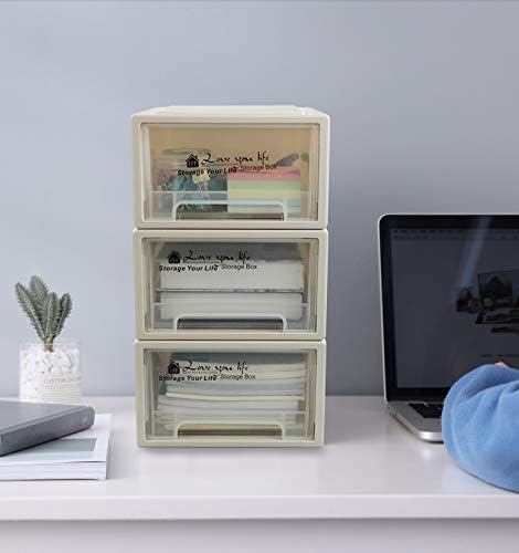 6 Quart Plastic Storage Drawers, Stackable Desktop Organizer, 3 Packs