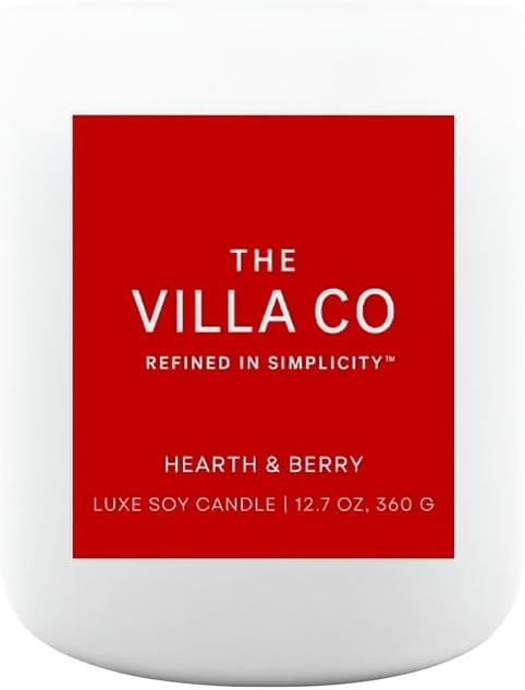 Hearth and Berry | Scented Candle for Women & Men | Hand-Poured, Aromatic & Fragrant | 60 Hour Burn Time 12.7 OZ | Soy Based | Phthalate Free | Made in USA