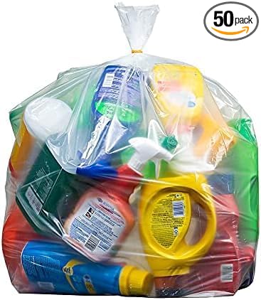 Plasticplace 40-45 Gallon Trash Bags │ 2.0 Mil │ Clear Extra Heavy Garbage Can Liners │ 40" x 46" (50 Count)
