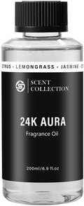 Luxury Hotel Scent 24K Aura Diffuser Oil Waterless Essential Aromatherapy for Cold Air & Car Diffusers – Long Lasting Refill for Large Room & Home - Non Toxic, Signature Lemongrass (200ml/6.76Fl oz)