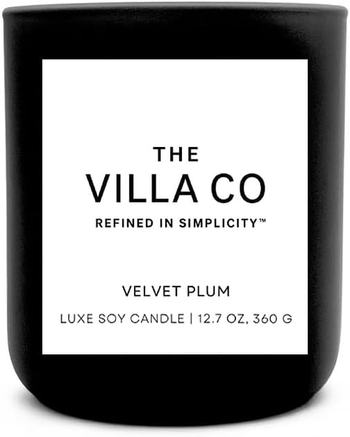 Velvet Plum | Scented Candle for Women & Men | Hand-Poured, Aromatic & Fragrant | 60 Hour Burn Time 12.7 OZ | Soy Based | Phthalate Free | Made in USA