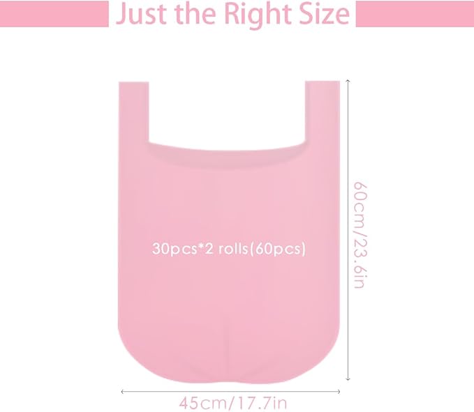2-4 Gallon Portable Trash Bags, Thicken Vest type Small Garbage Bags for Office, Kitchen, Bedroom and more, 60 Counts Pink