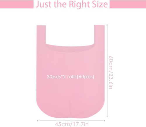 2-4 Gallon Portable Trash Bags, Thicken Vest type Small Garbage Bags for Office, Kitchen, Bedroom and more, 60 Counts Pink