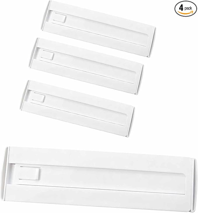 4 Pack Drawer Dividers for Clothes, 3.15" High 11.34"-19.69" Adjustable Expandable Dresser Drawer Organizer, Clear Plastic Separators for Dresser, Baby Clothing, Underwear