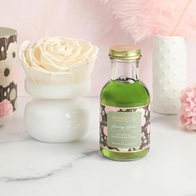 Spongellé Morning Bloom Reed Diffuser – Elegant Floral Scent for Home, Decorative Design, Long-Lasting Oil Diffuser, Giftable – Private Reserve Home Fragrance Collection