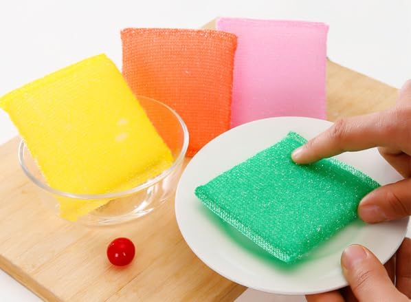 4 Pcs Sponges for Kitchen - Non Scratch Dish Sponge or Dish Scrubber for Dishwashing - Kitchen & Household Cleaning Scrub - Scrubbers for Dishes, Pots, Pans, Sink