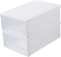 Happyyami Drawer-style Storage Boxes 2 Pack Shoe Boxes Lids Plastic Stacking Drawers Organizing Storage Clothes Containers