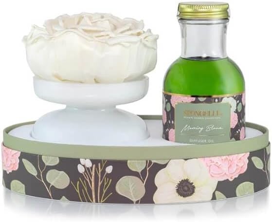 Spongellé Morning Bloom Reed Diffuser – Elegant Floral Scent for Home, Decorative Design, Long-Lasting Oil Diffuser, Giftable – Private Reserve Home Fragrance Collection