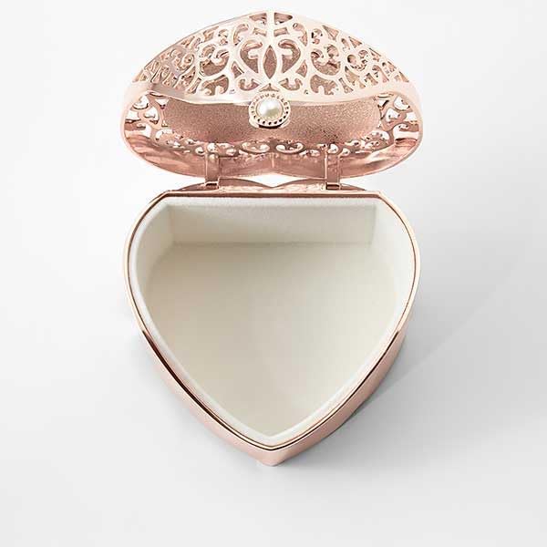 THINGS REMEMBERED Rose Gold Heart Cut Out Jewelry Box (Free Customization)