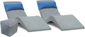 Aqua Outdoors - Outdoor Chaise Set - 2 Chaise Lounges, 2 Risers & Headrest Pillows, 1 Large Side Table - Patios & Pool Shelves - Water Depths 9-14” - Fading & Water Resistant (Grey Granite-Blue)