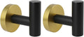 Stainless Steel Towel Coat Hooks Bathroom Clothes Garage Hotel Robe Hook Wall Mounted Bath Door Hanger 2 Pack Black & Gold