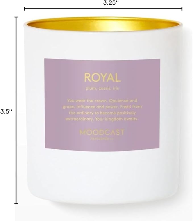 Moodcast Royal Scented Candle - Aesthetic Candle for Home, Plum, Cassis & Iris, Clean Coco Wax Blend, Vegan, Paraben Free, 45-Hour Long Lasting Burn - 8oz