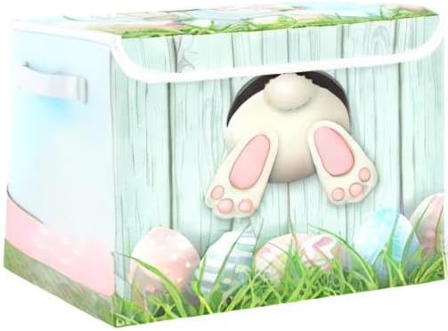 senya Easter Storage Baskets Collapsible Storage Bins with Lids, Easter Bunny Bottom with Pink and Blue Eggs Storage Boxes Clothes Baskets for Organizing B06D22020 Pattern 3 One Size