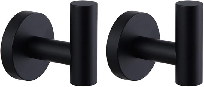 Matte Black Bathroom Towel Hooks SUS 304 Stainless Steel Coat Hook Round Clothes Wall Mounted Towel Coat Robe Hook Cabinet Closet for Bath Kitchen Garage Hotel