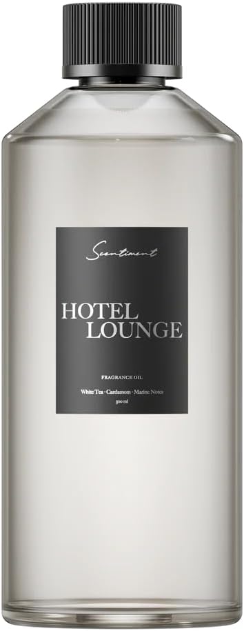 Scentiment Diffuser Oil - Hotel Lounge | Aromatherapy Fragrance Inspired by 5-Star Hotels | Luxurious Scent with Notes of White Tea, Bergamot, Orange Blossom, Amber & Marine (500ml)