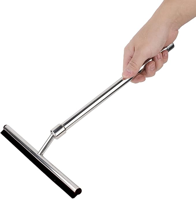 Extendable Stainless Steel Squeegee Telescoping Shower Glass & Window Cleaner with Scraper Blade for Bathroom Car Mirror Tile Professional Reach Tool with Adjustable Handle