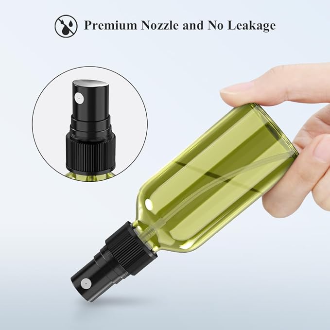 Wedama Spray Bottle, 4 oz Fine Mist Glass Spray Bottles, Little Refillable Liquid Containers for Watering Flowers Cleaning (16 Pack Olive Green)