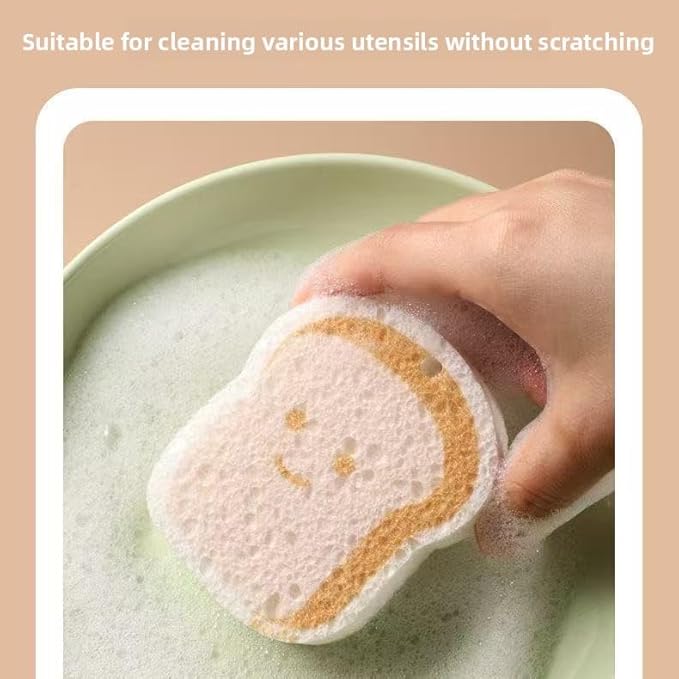 Jartfaui Carton Kitchen Wood Pulp Dish Sponge Scrubber, Dual-Sided Sponge, Reusable Household Cleaning Cloth for Dishes Furniture, Quick-Drying & Gentle on Non-Stick Cookware