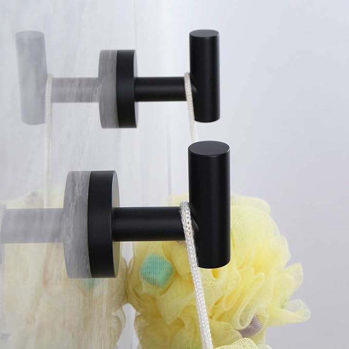 Matte Black Bathroom Towel Hooks SUS 304 Stainless Steel Coat Hook Round Clothes Wall Mounted Towel Coat Robe Hook Cabinet Closet for Bath Kitchen Garage Hotel