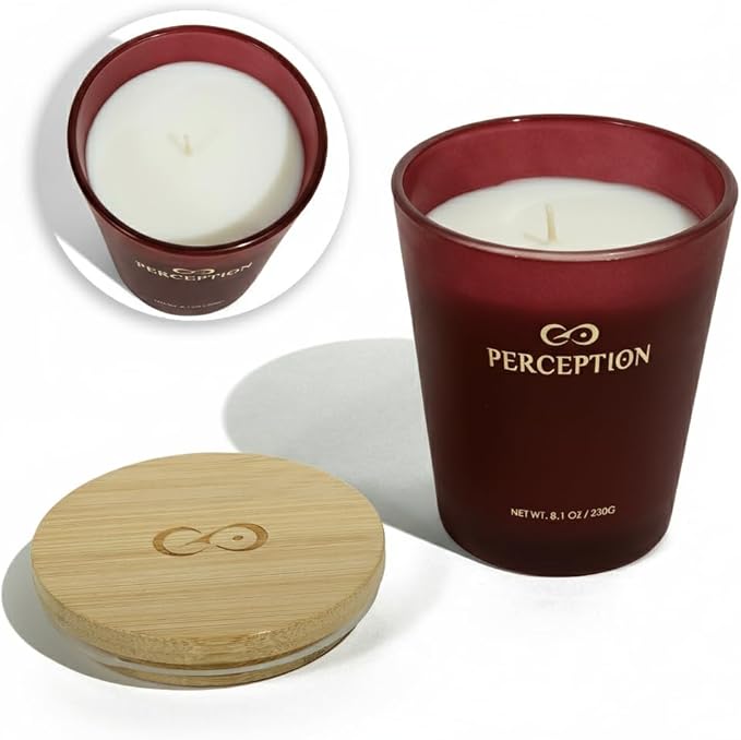 PERCEPTION AROMAS Luxury Scented Candle | Amber Grapefruit | Hand Poured Soy Wax Candle with Gift Box | Elegant Fragrances | 50 Hour Burn Time (8.1 oz)