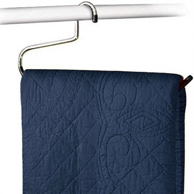 BuyDBest -Stainless Steel Hanger Set of 9, Heavy Duty Hanger for bedspreads, Blankets, tablecloths, linens, Large Towels