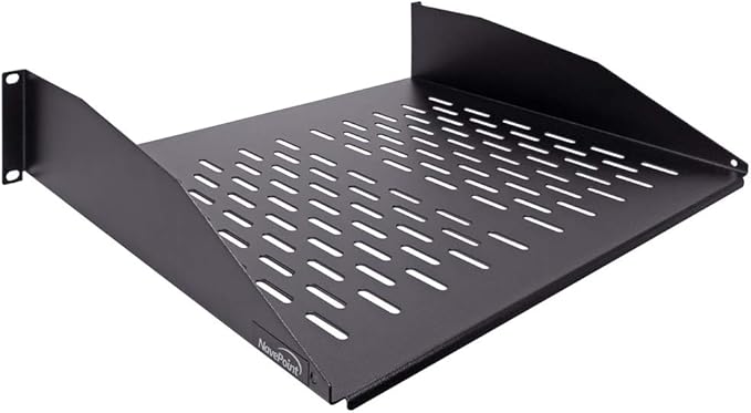 NavePoint 2U 19-Inch Universal Vented Rack Mount Cantilever Server Cabinet Shelf 14-Inches Deep Black