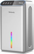 Dehumidifiers for Home (85 OZ Water Tank, 800 sq.ft) Quiet Small Dehumidifier for Basement Bedroom Bathroom with Drain Hose, 3 Gear Timer, Sleep Mode, Auto Shut Off, 7 Color Ambient Light